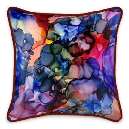 Hydrangeas Silk Pillow Set And Hand-Blown Glass Vase