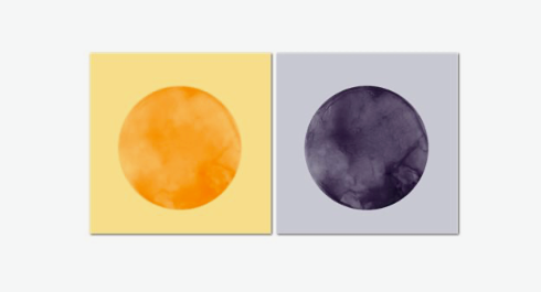 Solar Lunar Diptych - Yellow & Indigo Abstract Wall Art Set